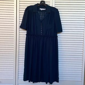 See by Chloe Navy Georgette Retro Shirt Dress